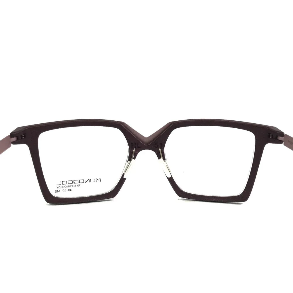 Monoqool Eyeglasses Frames HL51 HELLO Dark Aubergine Matte Purple 47-20-145